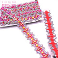 Hot Fix Carnival Accessories Crystal Pink/Green AB Rhinestone Applique Trim Iron on Rhinestone Banding Trim for Costume