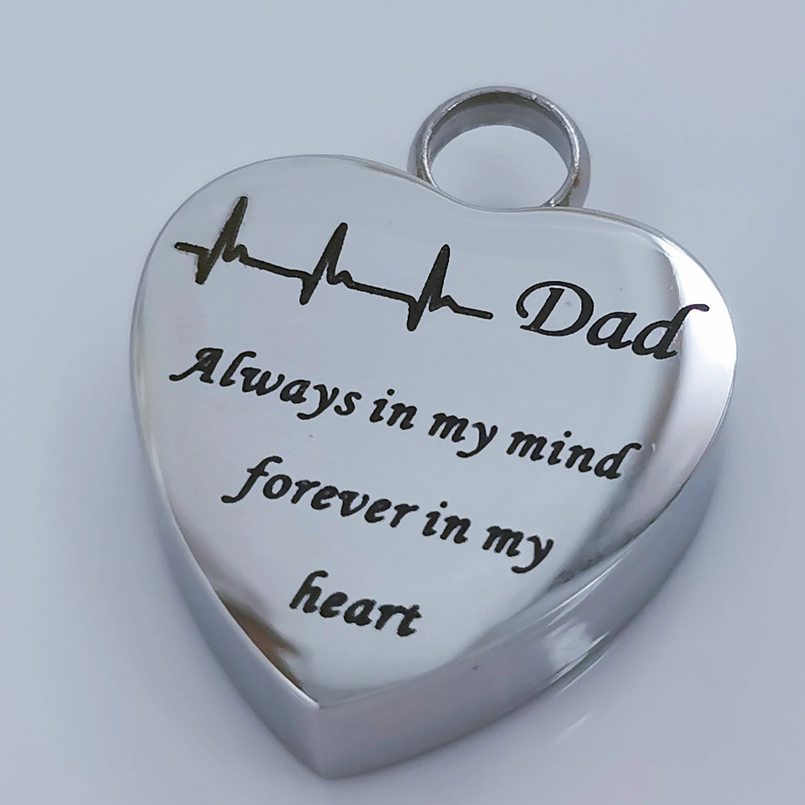 Bigger Ashes Chamber  Heart Stainless Steel Urn Jewelry Cremation Memorial Pendant Necklace Holder Keepsake Holder Dad Mom Bro