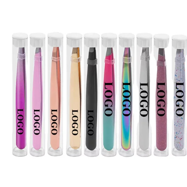 1.2cm Thick Custom Eyebrow Clip Eyebrow Tweezers Set Stainless Steel Brow Tweezer Private Label