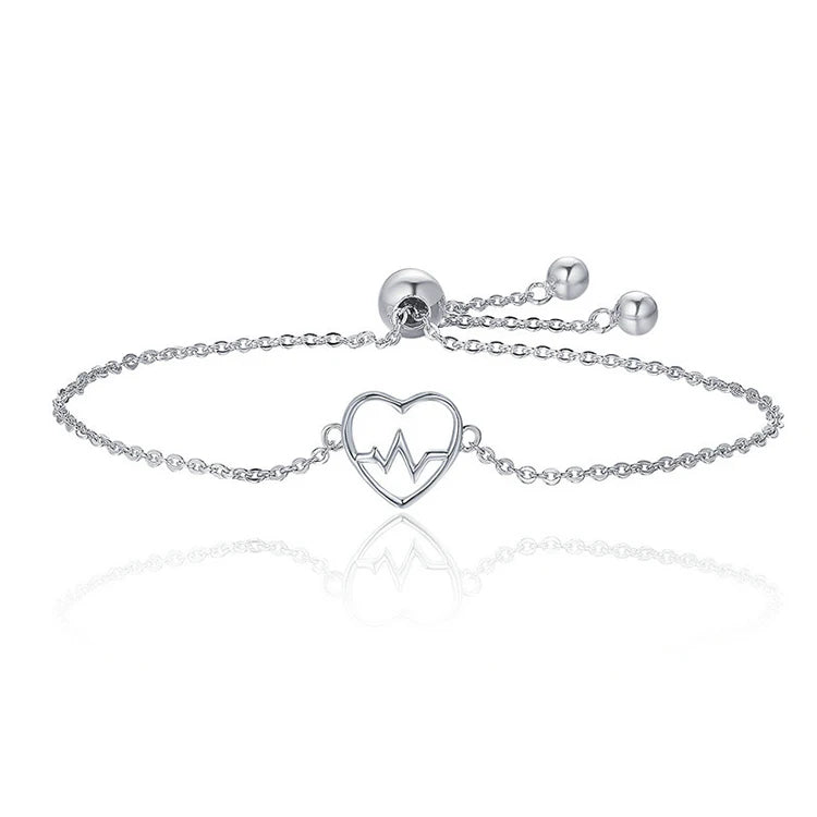 New Arrival Fashion Jewelry Accessories Women  925 Sterling Silver  Ecg of Love Sweetheart Heart Bracelet