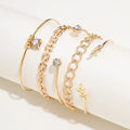 Fashion Chic Cheap Brass Alloy Multi Layers 5pcs Pack Multi Layer Chain Women Bracelet Set Jewelry