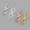 17mm Dainty 925 Sterling Silver Zircon Figure 8 Pendant Infinity Connector Charm for Necklace Jewelry Making