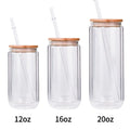 RubySub 12/16/20oz Double Wall Sublimation Eco-Friendly Beer Can Glass Lid Straw Snow Globe Design Direct Drinking Presents