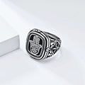 Trendy Gold Plated Rings Chunky Eternity Hamsa Signet Stainless Steel Rings Vintage Setting Without Stones Men