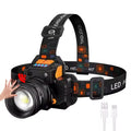 Super Bright LED Rechargeable Headlamp Portable Zoom Sensor Fishing Flashlight for Outdoor Camping & Hunting