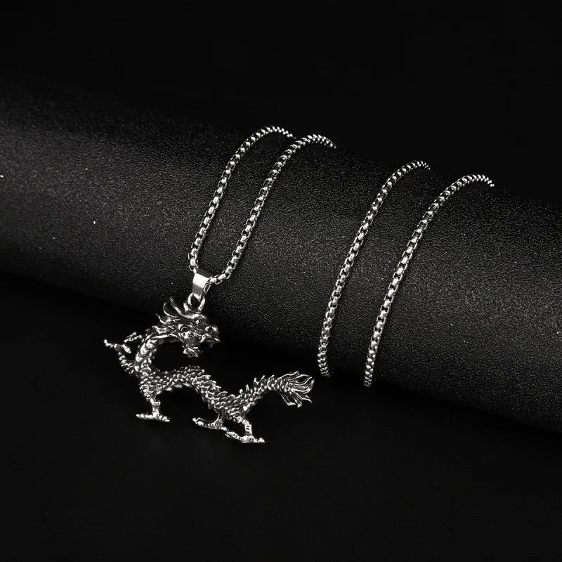 Personalized Stainless Steel Gothic Dragon Necklace for Men Women Hip Hop Vintage Dragon Pendant Titanium Steel Necklace
