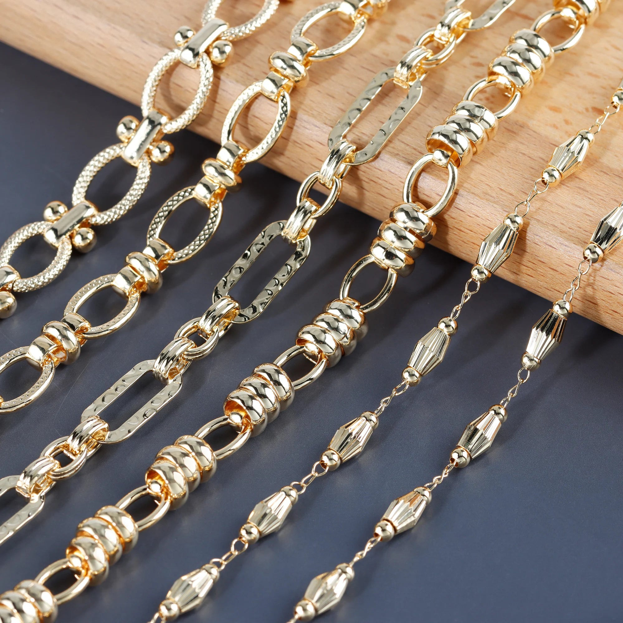 C207 Wholesale High Quality 18K Gold Plated Copper Thick Necklace Chain for Women Jewelry Accessories 1m/lot