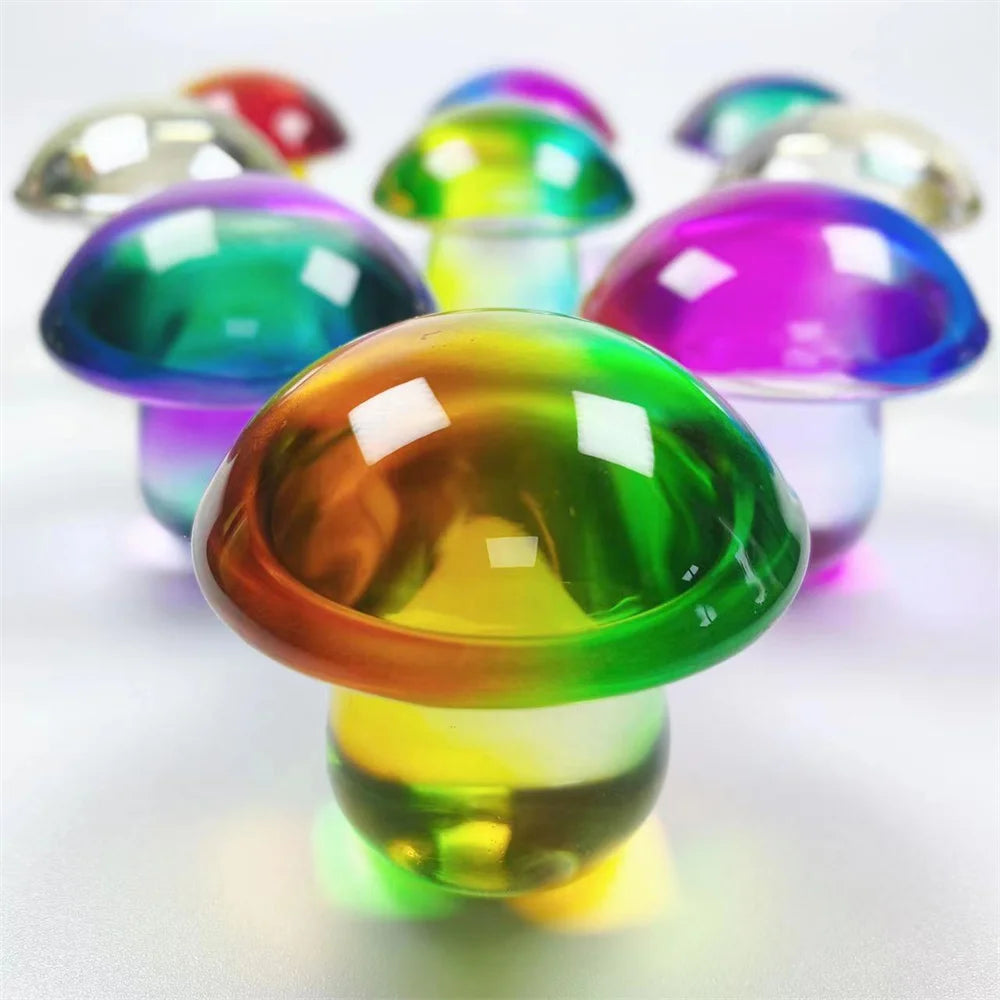 Wholesale Cute and Interesting Polished Electroplated Glass Mushroom for Decoration