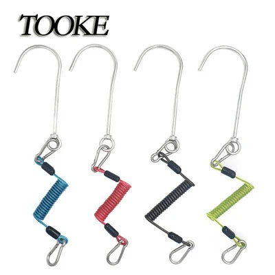 Wholesale Safety Stainless Steel Spring Coiled Tool Lanyard Scuba Diving Reef Hook for Underwater Accessories