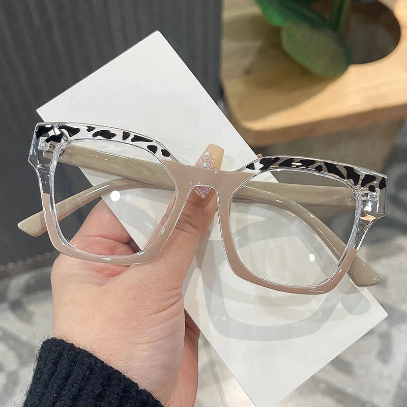 Computer Oversize Square PC Frame Retro Style Women's Glasses Candy Colorful Eye Protection Prescription Eyeglasses
