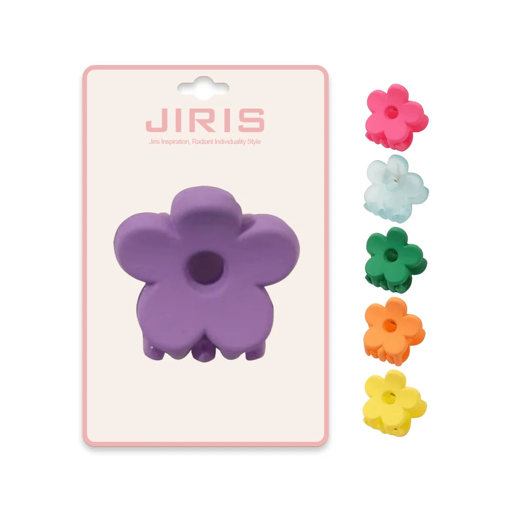 JIRIS Plastic 2cm Flower Shape Fashion Hair Claw Clip for Kid Children Transparent Hair Accessories