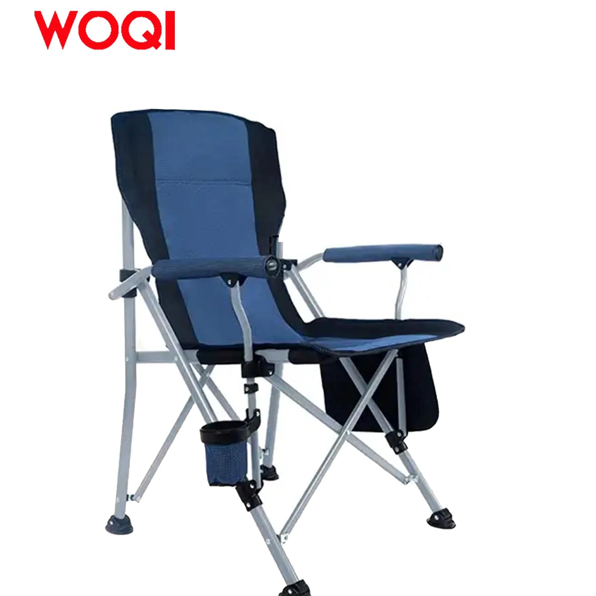 WOQI Portable Camping Chair Folding Quad Outdoor Large Heavy Duty Support 330 Lbs Thicken 600 D Oxford with Padded Armrests