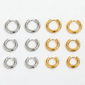 4MM Trendy 18K PVD Gold Plated Basic Chunky Smooth Shiny Mirror Polished  Stainless Steel Hoop Earring for Women
