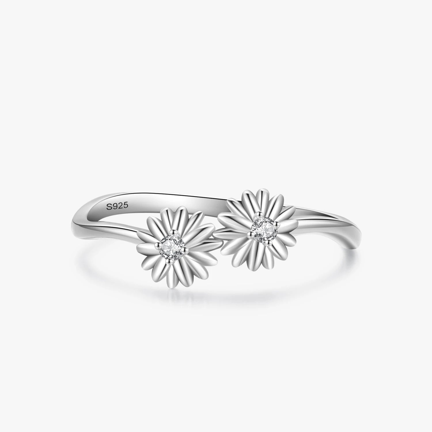 Ailmay Fashion 925 Sterling Silver Beautiful Daisy Flower Finger Ring for Women Simple Design Fine Hypoallergenic Jewelry