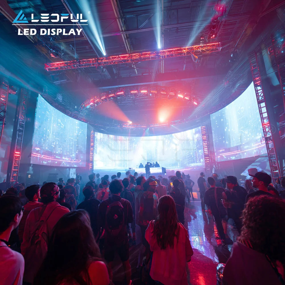 LEDFUL L Pro Nightlife Venues Dynamic P4.81 Curved Product Showcases Glass Screens Rental LED Display Wall