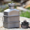 Outdoor Camping Titanium Canteen Cups Set Water Bottle Bowl Kettle Cooking Set Mess Kit 3 Pcs
