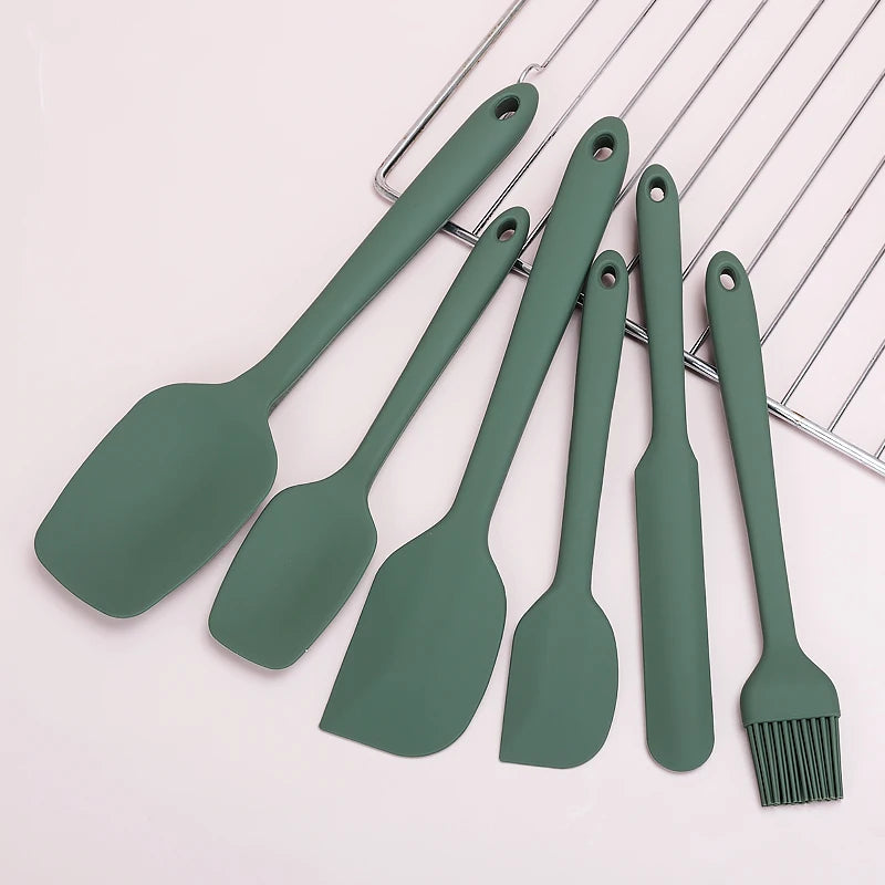 Food Grade Silicone Spatula Wholesale Cooking Gadgets Tool  With Holder Nylon Non Stick Colorful Kitchen Utensils Set