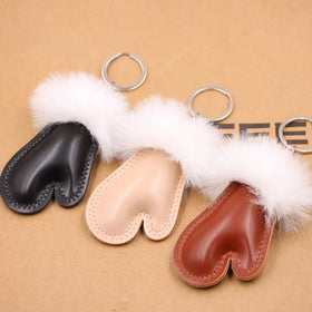 Wholesale Keychains Accessories Creative Pu Leather Plush Gloves KeyChain Charm Pendant Women Promotion Plush Gloves Key Chains