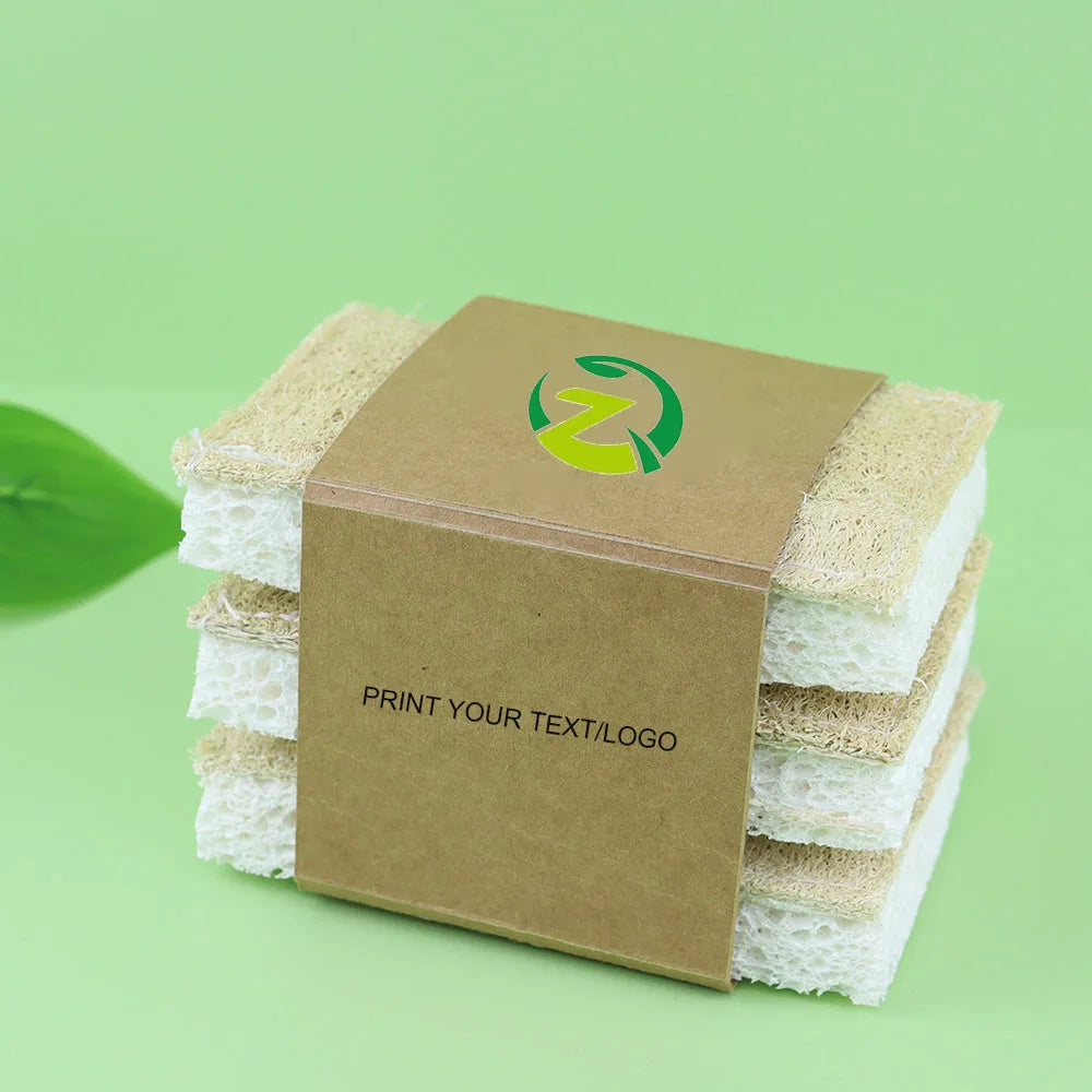 Natural Biodegradable Esponjas De Luffa Sponge Wood Pulp Cotton Loofah Bath Shower Scrubber Kitchen Loofah Dish Sponge