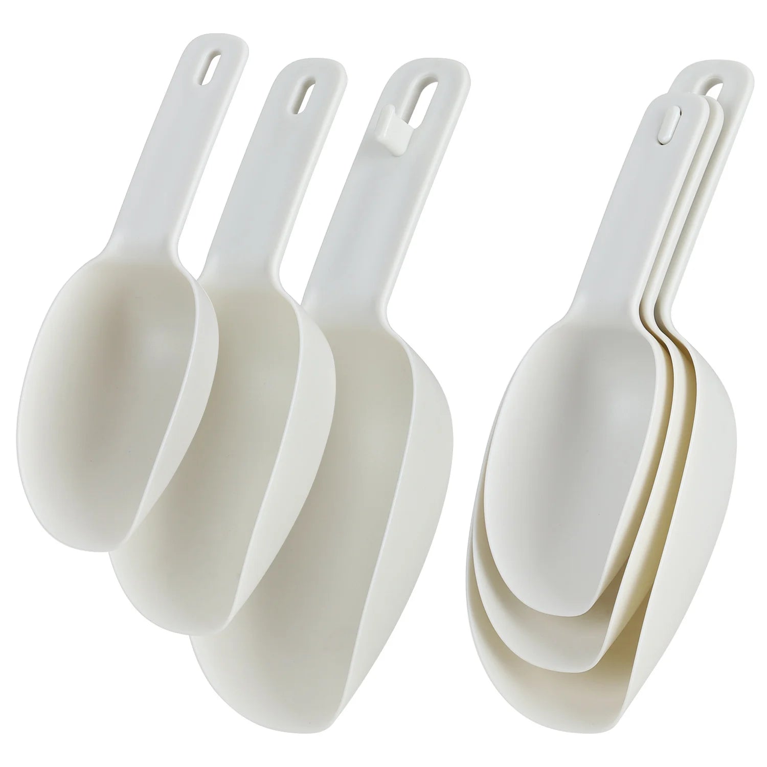 3-Piece Multipurpose Plastic Bar Spoon Set Dry Food Serving Shovel for Beans Candy Ice Scoops for Kitchen Home Use
