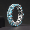 C7530 Abiding Jewelry Exquisite Details 925 Sterling Silver OEM/ODM Oval Cut 4x6mm Blue Topaz Full Eternity Ring