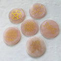 Natural pink gemstones crystal healing stones carvings 55mm rose quartz seven chakras round slice