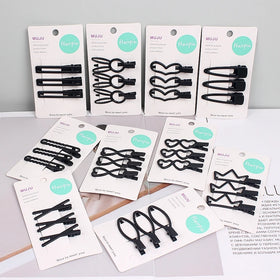 Classic Black Alloy Hair Accessories 3-Piece Set of Card Hair Clips Fashion Korean Hair Pins for Girl Kids