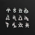 Hot Sales 925 Sterling Silver Twelve Zodiac Sign Bulk Zircon Charms Pendant for Bracelets Jewelry Making