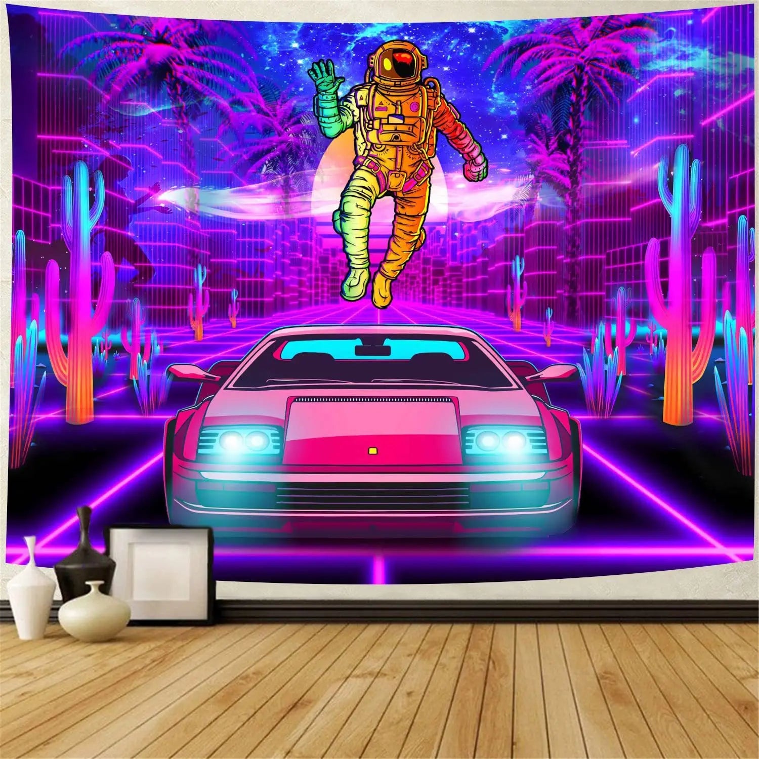 Psychedelic Space Astronaut Wall Hanging Tapestry Decor Aesthetic Hippie Boho Tapestry for Bedroom Dorm Indie Room Carpet