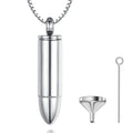 Minimalist Stainless Steel Bullet Shaped Cremation Ash Urn Necklace Memorial Keepsake for Men Boys for Wedding and Anniversary