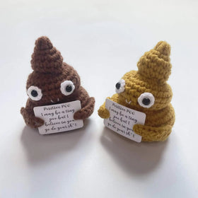 Toplin Positive Poo Funny Crochet Potato Novelty Gift with Positivity Affirmation Card (100% Wool)