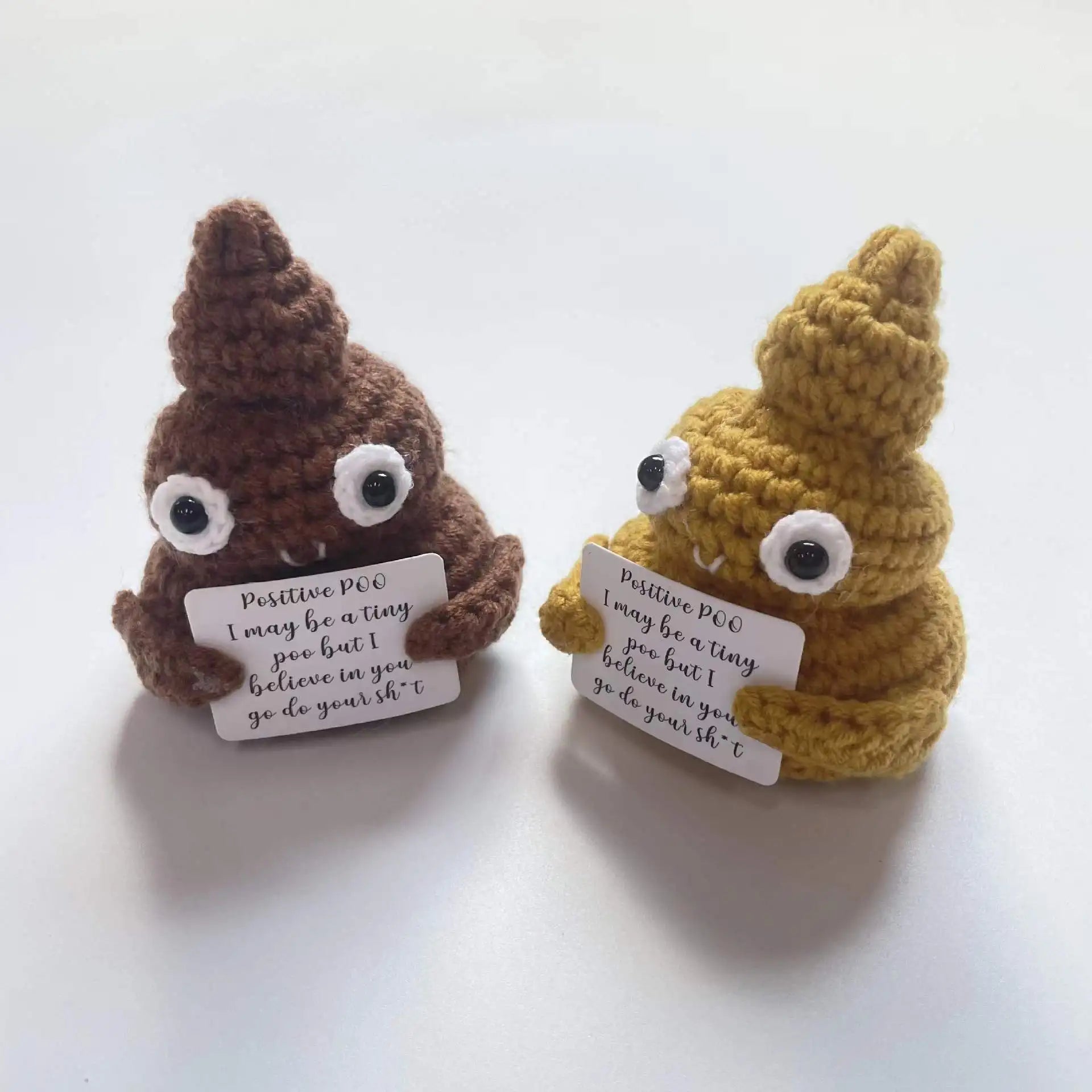 Toplin Positive Poo Funny Crochet Potato Novelty Gift with Positivity Affirmation Card (100% Wool)