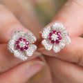 CAOSHI Flower Heart Design Hot Trendy Silver Plated Stick Earring Zircon Wedding Fashion Jewelry Stud Earring for Women