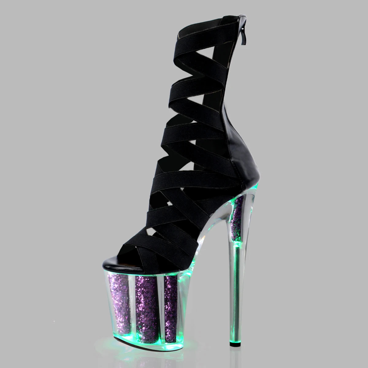 Queen Catwalk Pole Dance Gladiator 20cm Roman Platform Boots Open Toe Nightclub Gothic Shoes Stripper Models Flash Exotic Dancer