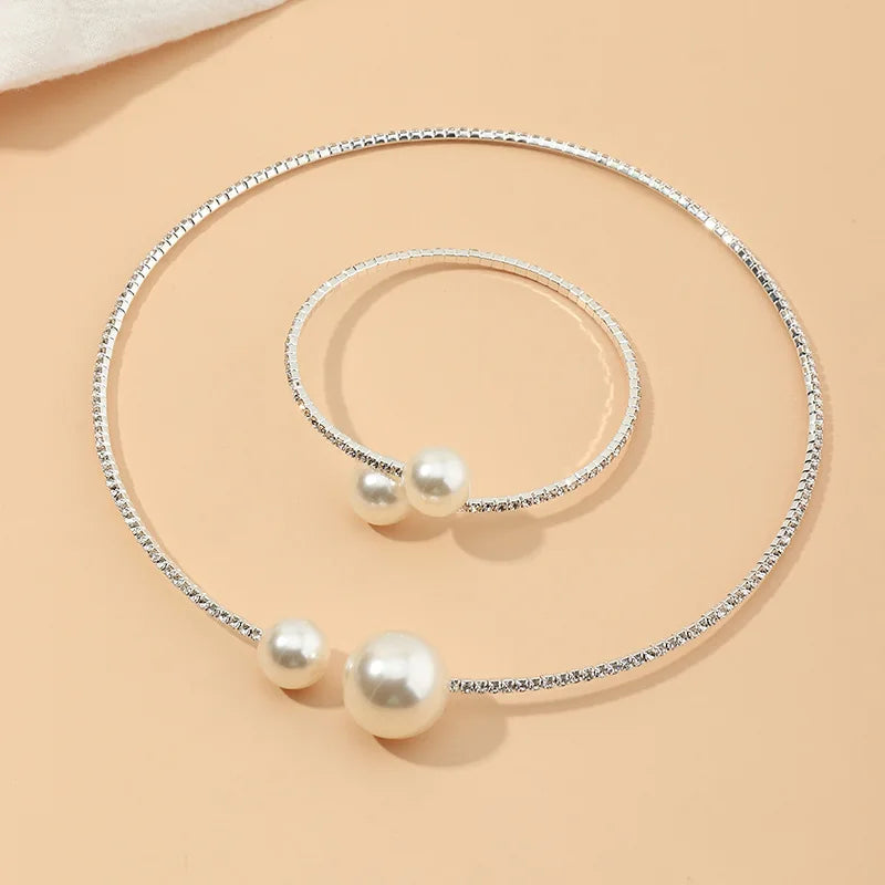 NZ0468 Hot Selling Fashion Bridal Jewelry Set Women Pearls Necklace Bracelet Set