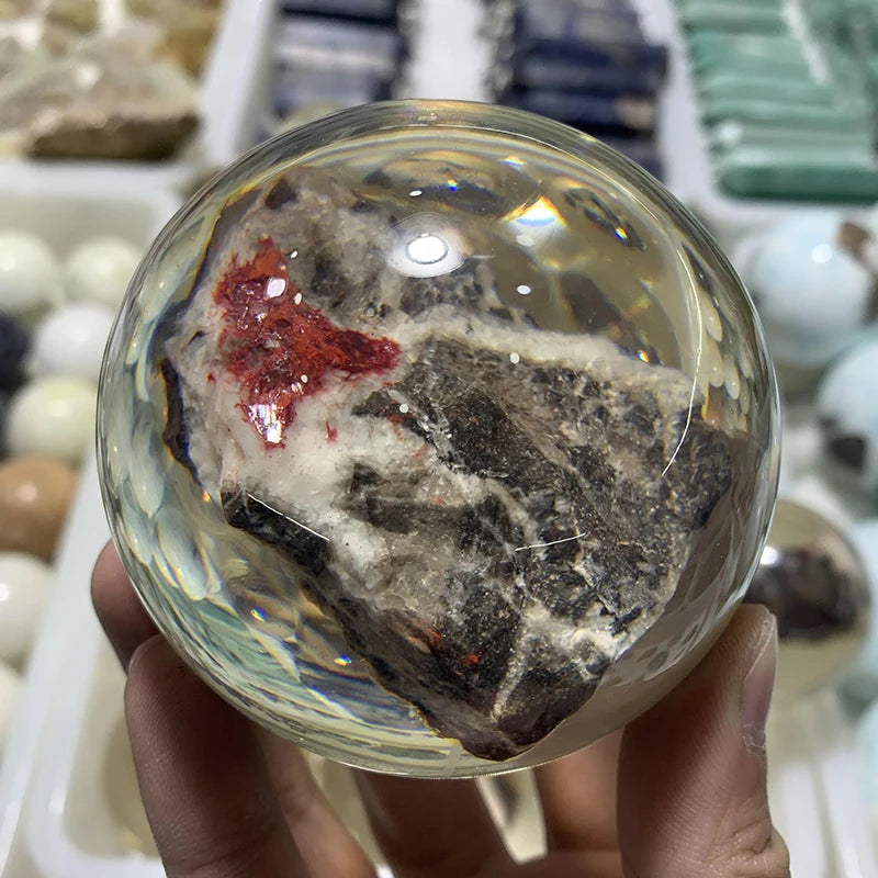 Wholesale Natural Cinnabar Mineral Crystal Sphere Quartz Ball for Decoration