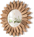 Wall Mirror Decorative 12 Inch Rustic Wood Mirror Sunburst Boho Mirror