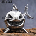 Shark Tooth Pendant Fashionable Marine Oceanic Gothic Punk Hip Hop Shiny Polished Stainless Steel Men's Animal Pendant Necklace