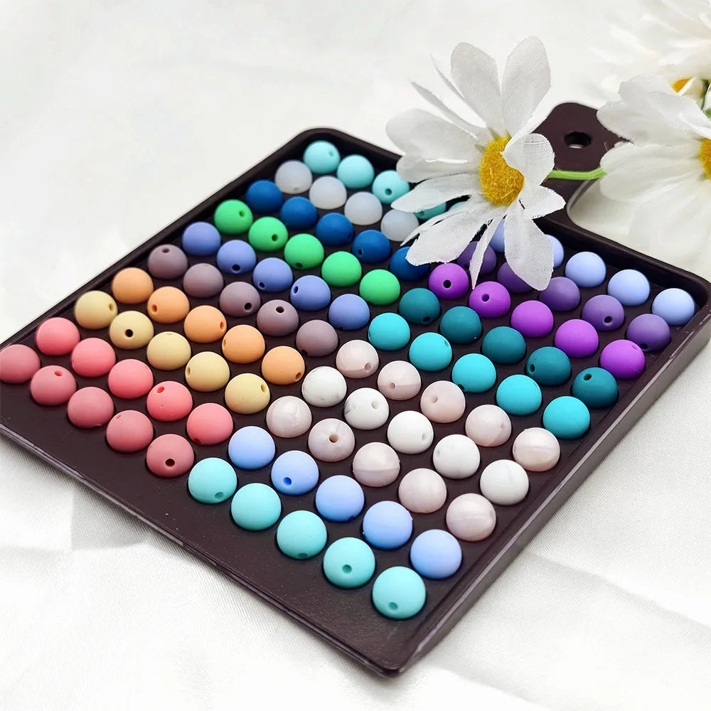 Wholesale 150 Colors 9mm 12mm 15mm 19mm Bpa Free Baby Teething Loose Bead Round Chew Silicone Beads for Keychain Bracelet Making