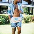 Casual Suit Men's Seaside Style Short Sleeved Shirt Beach Pants Printed Short T-shirt Sports Shorts Two-piece Set