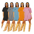 Arrivals Summer 2024 Women s Clothing Customized logo Round Neck Slit Long Short-sleeved t Shirt 2 Piece Set Women