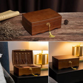 Luxury Large-Capacity Solid Wood Storage Box with Custom Lock for Jewelry and Bracelets Wood Crafts
