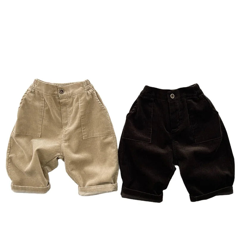 Children's Corduroy Pants 2025 Spring New Cotton Loose Wide Leg Pants for Boys and Girls