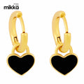 Trendy Colorful Heart Enamel Pendant Earrings with 18K Gold Plated Hoop Earings for Women Party Jewelry