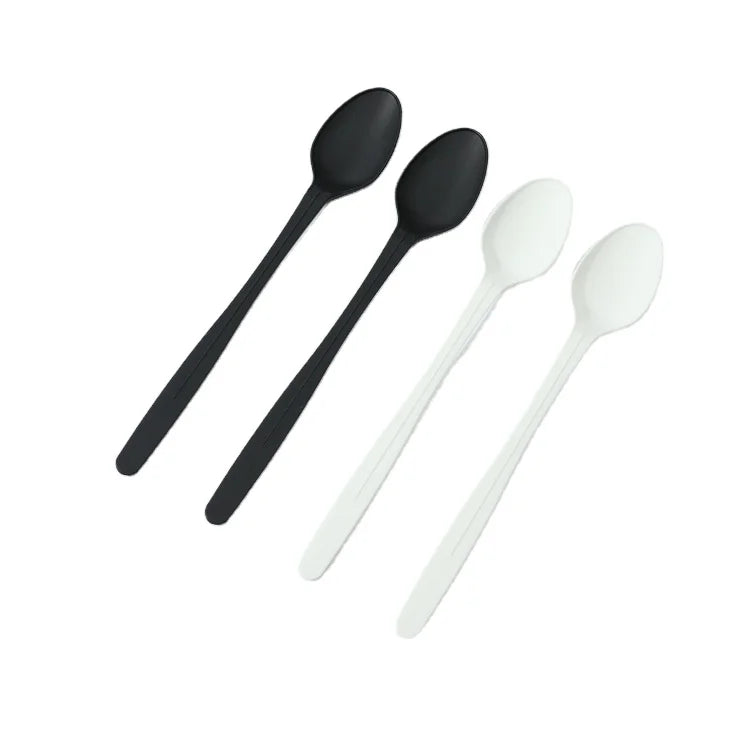Factory Direct 100% Compostable Disposable PLA Long Spoon Cutlery with High Temperature Resistance for Parties & Restaurants