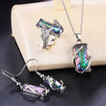 CAOSHI Multicolored Rectangular Stone Ring/Necklace Novel Design Factory Direct Selling Women Wedding  Jewelry Set