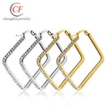 316L Stainless Steel Large Gold Square Earring Gold Platedr Rose Gold Big Hoop Fashion Earrings