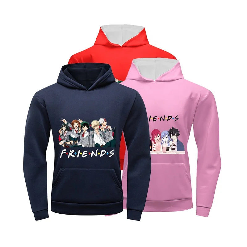 Anime Hoodies With Pocket Cool Graphic Casual Cosplay Pullover With Hat Hooded Sweatshirt Clothes for Teens Men Women Couple