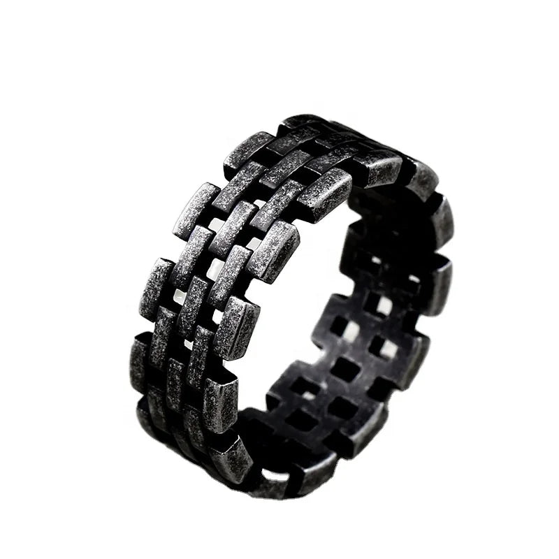 Vintage Stainless Steel Simple Jewelry Wholesale Men's Punk Motorcycle Style Chain Ring