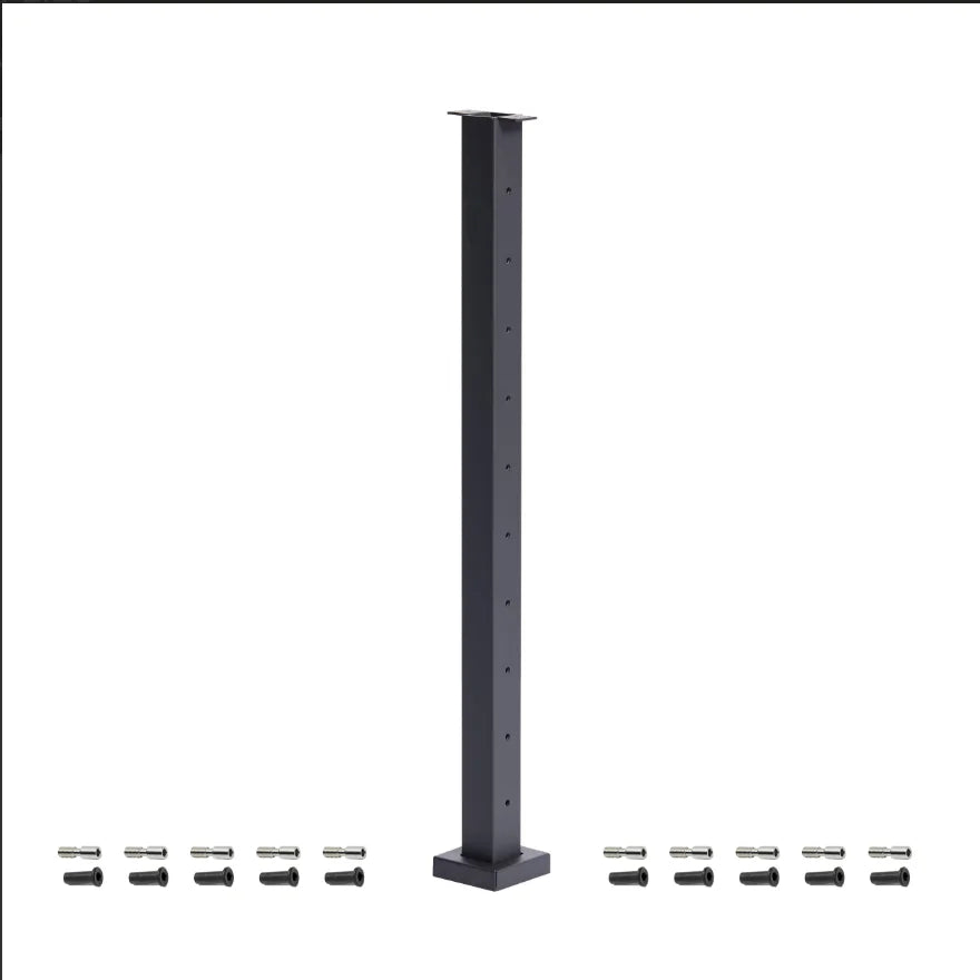 Reilbu Clean Look Anti-Corrosion Top Mounted Matt Black Cable Railing Level End Post for Deck or Balcony